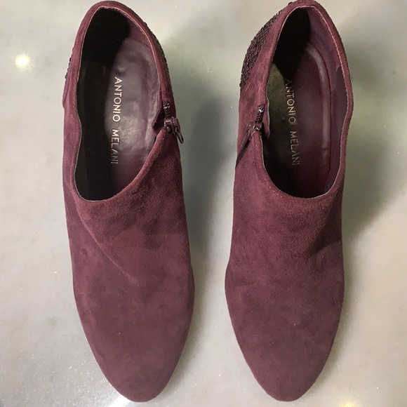 Antonio Melani maroon encrusted heel ankle bootie - Picture 6 of 7